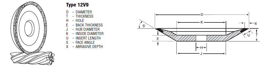 12V9 diamond grinding wheel